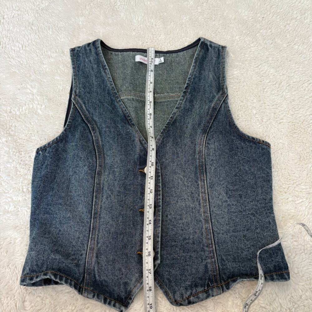 Womens Cotton Sleeveless Denim Vest M Western Boho Indie Festival Summer Resort - Picture 3 of 5